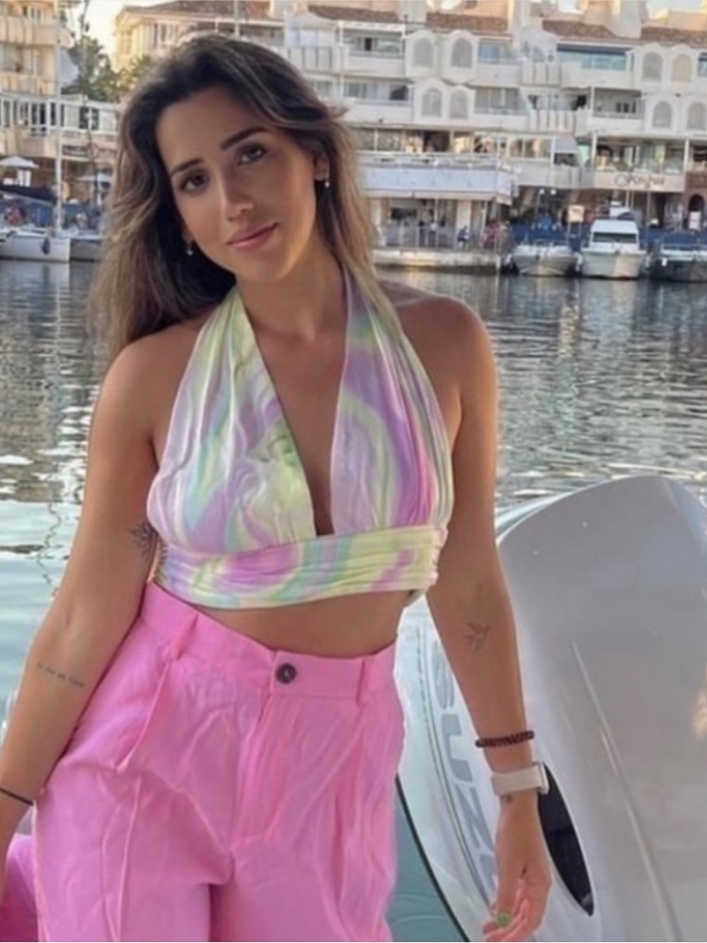 Zara halter pastel tie dye top
